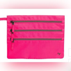 Lug Kickline Triple-Zip Pouch. Rosette pink. NWT still in plastic